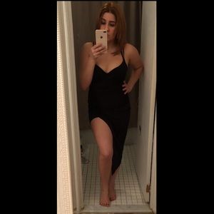 Necessary Clothing black asymmetrical slit dress